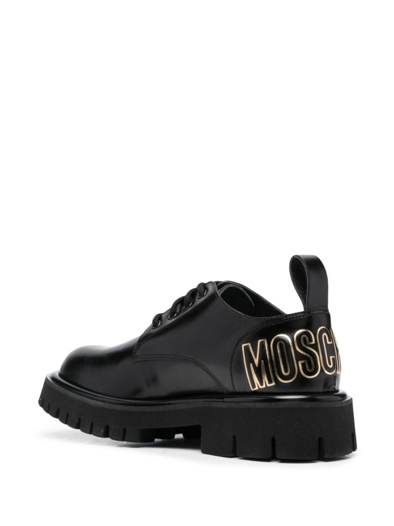 Black Logo-print Leather Boots
