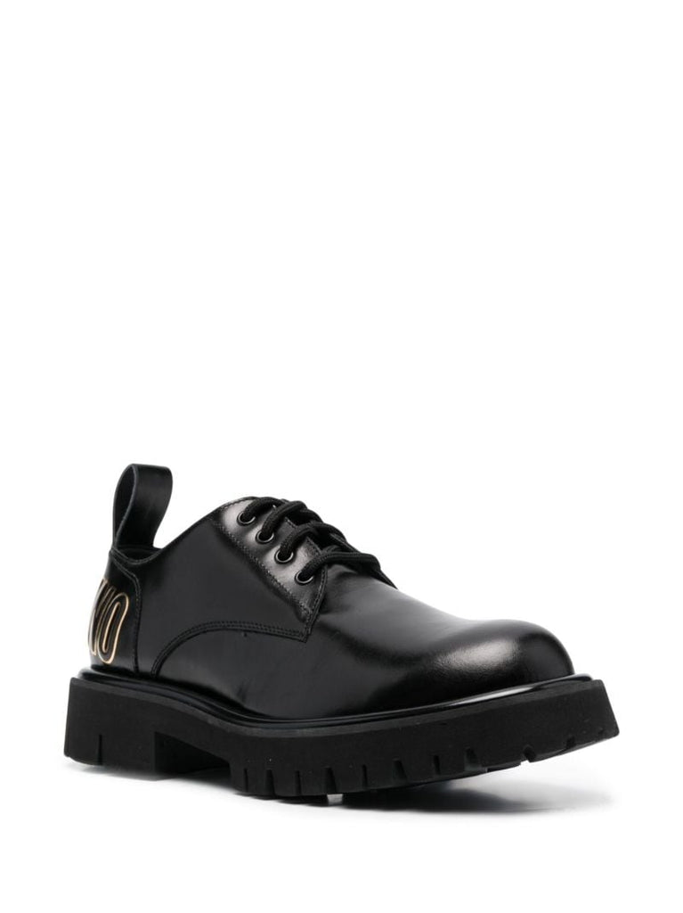 Black Logo-print Leather Boots