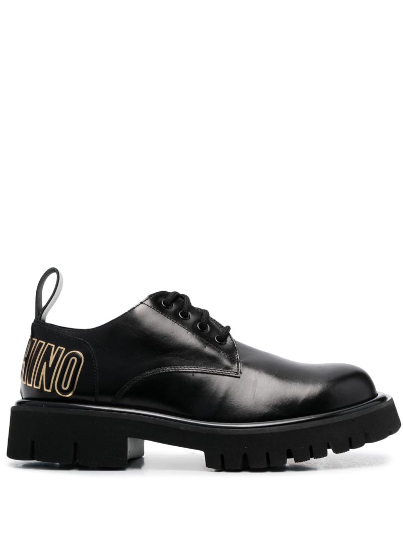 Black Logo-print Leather Boots