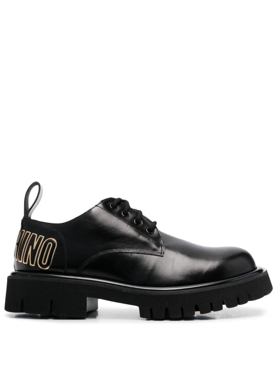Black Logo-print Leather Boots