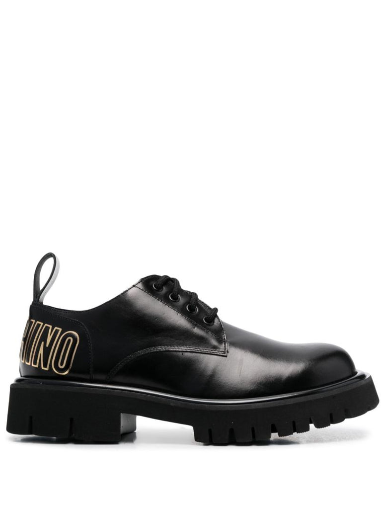 Black Logo-print Leather Boots