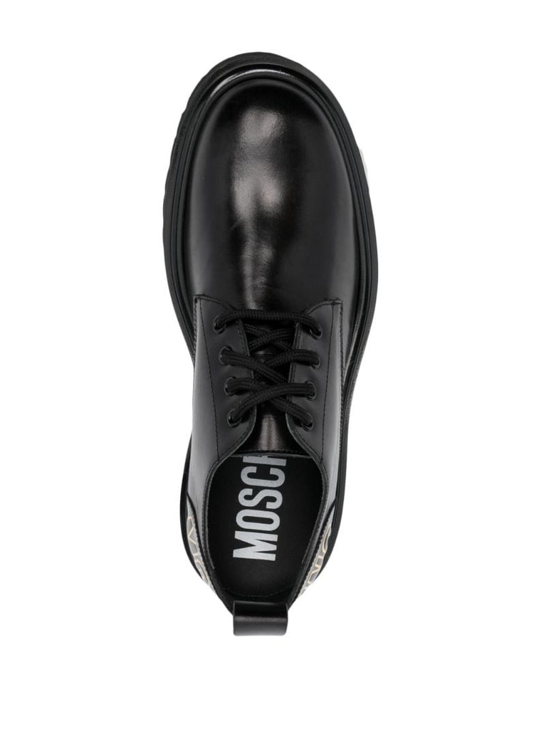 Black Logo-print Leather Boots