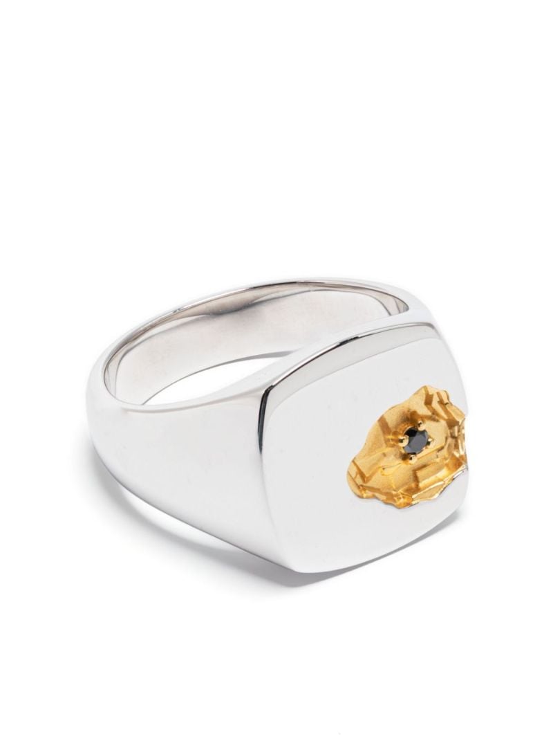 Sterling Silver Mined Black Diamond Signet Ring