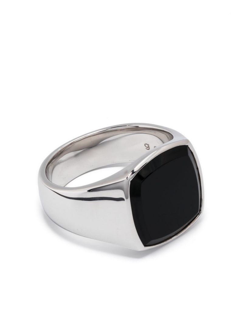 Sterling Silver Cushion Onyx Signet Ring