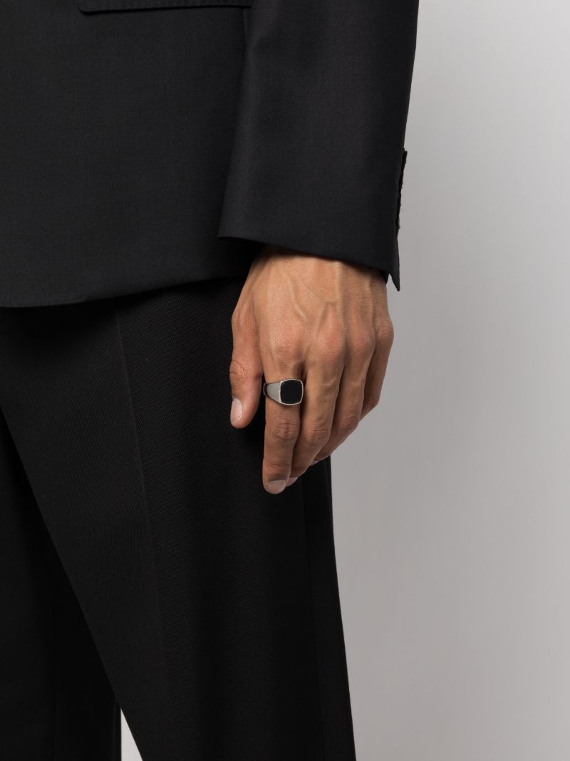Sterling Silver Cushion Onyx Signet Ring