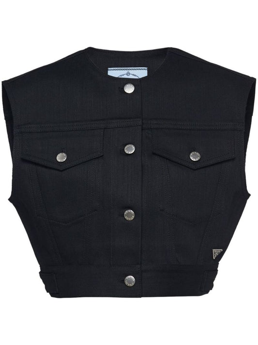 Black Sleeveless Cropped Jacket