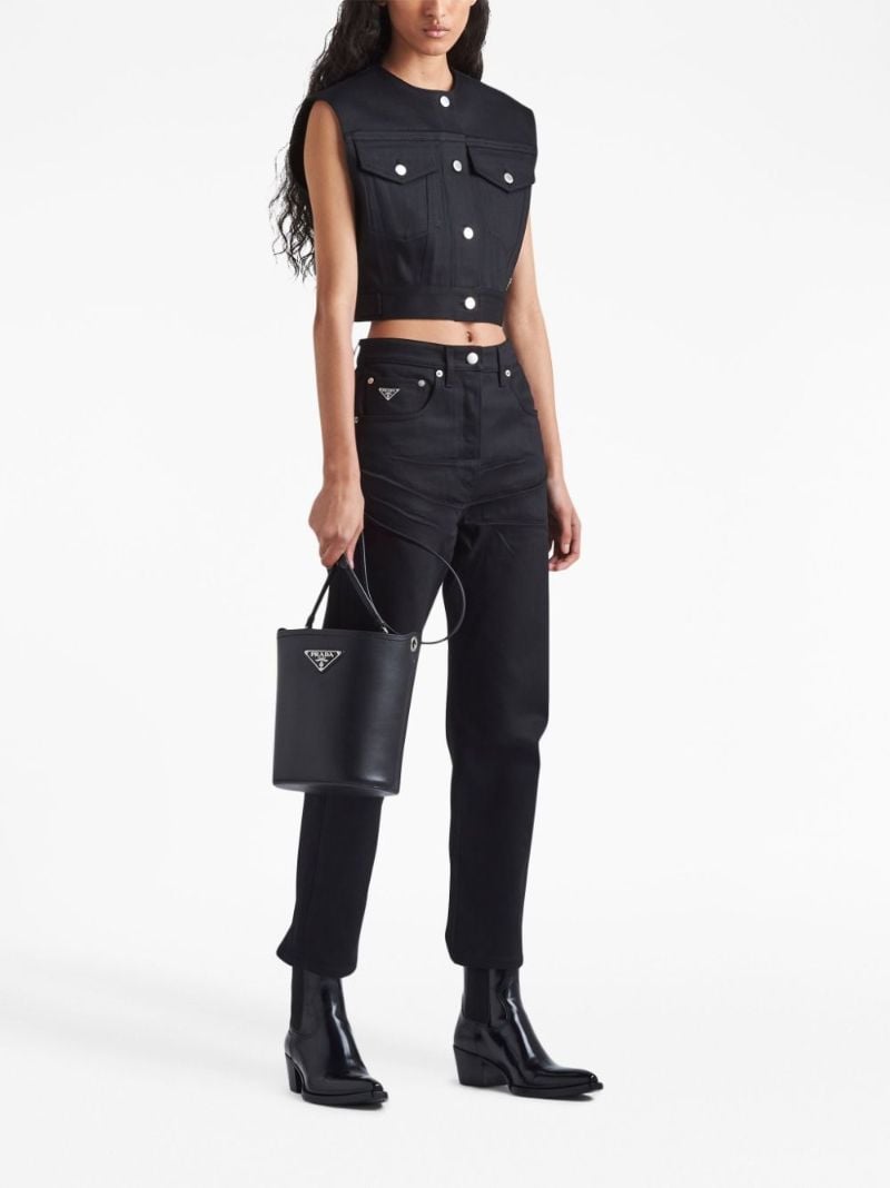 Black Sleeveless Cropped Jacket