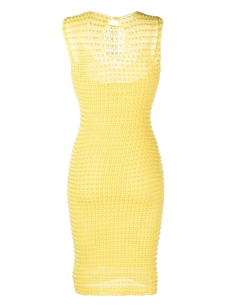 Yellow Faux-pearl Knit Dress