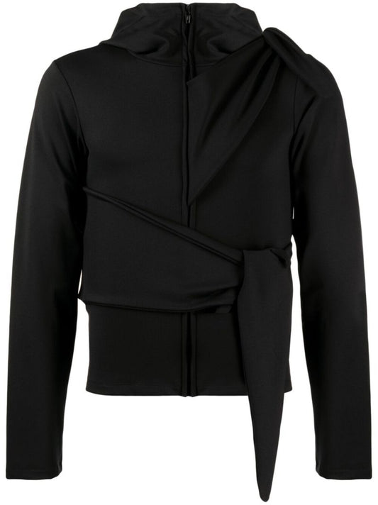 Black Zip Fastening Hooded Jacket