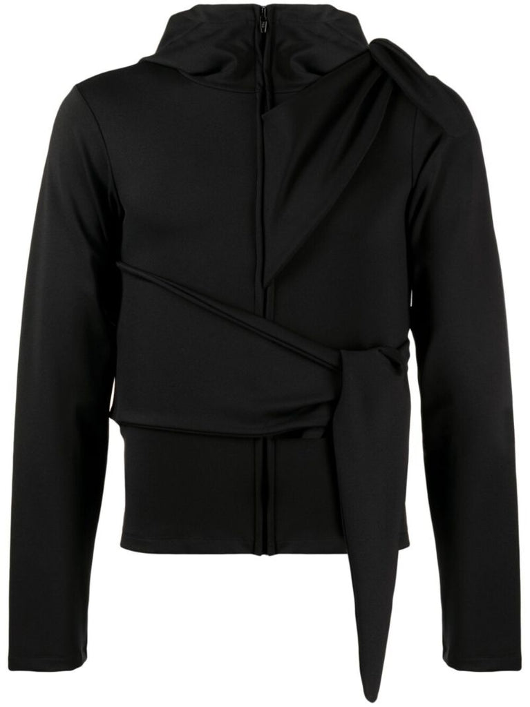 Black Zip Fastening Hooded Jacket