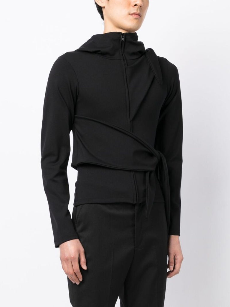 Black Zip Fastening Hooded Jacket