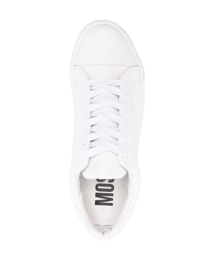 White Logo-patch Leather Sneakers