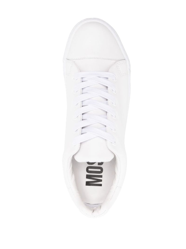 White Logo-patch Leather Sneakers