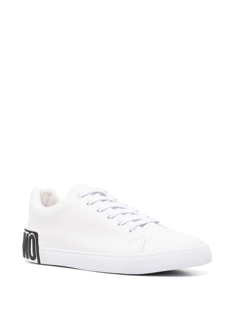 White Logo-patch Leather Sneakers