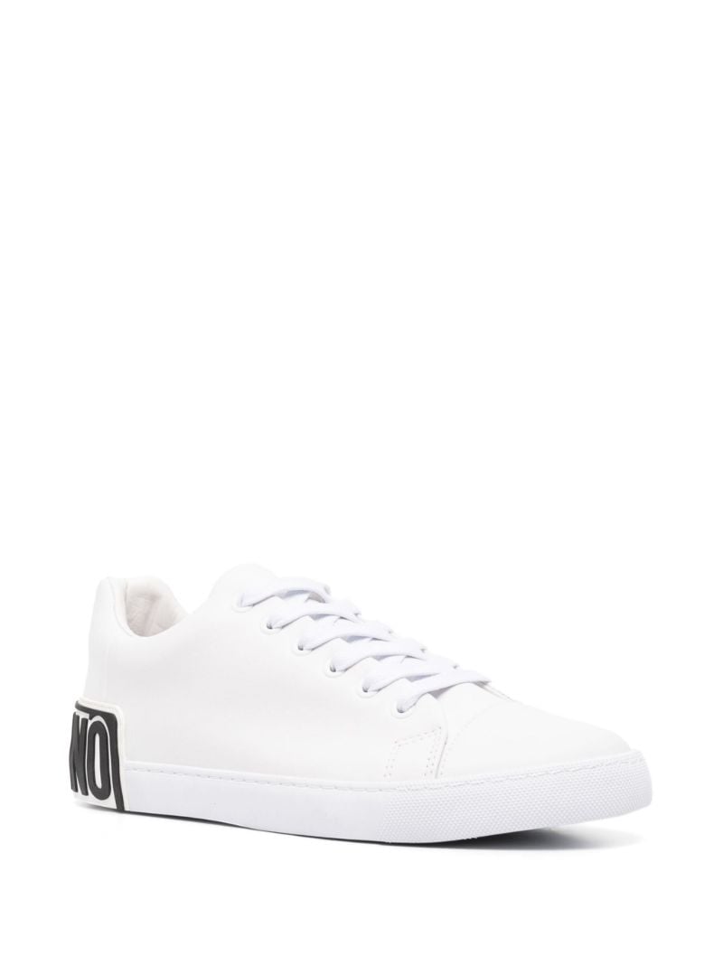 White Logo-patch Leather Sneakers