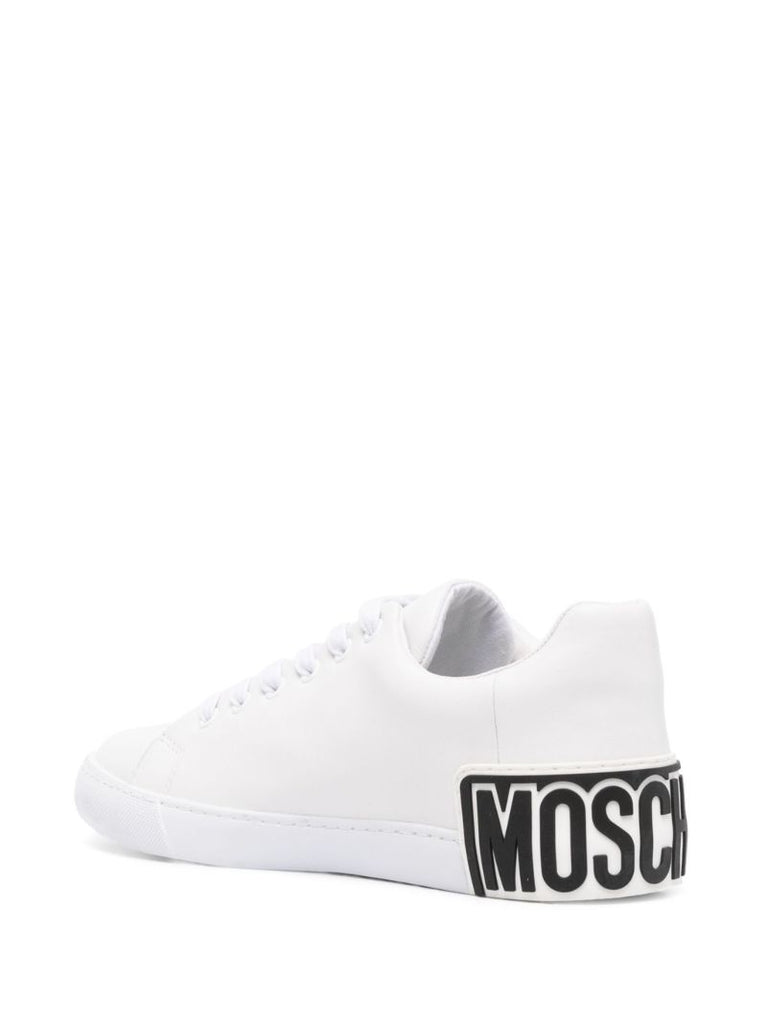 White Logo-patch Leather Sneakers