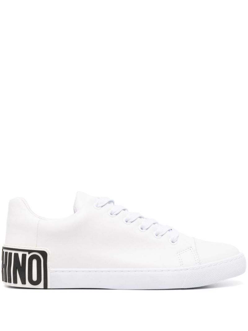 White Logo-patch Leather Sneakers