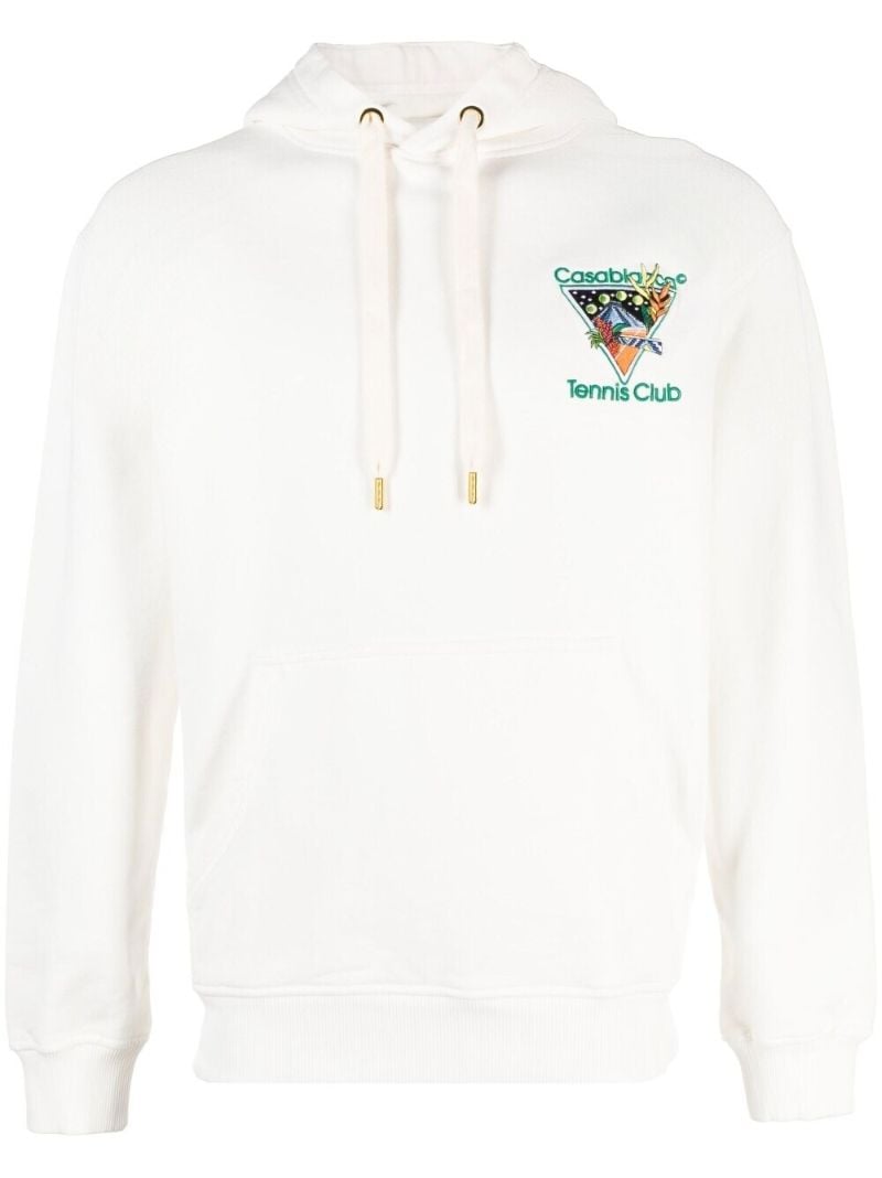 White Tennis Club Embroidered Hoodie