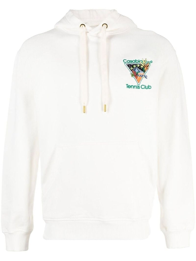 White Tennis Club Embroidered Hoodie