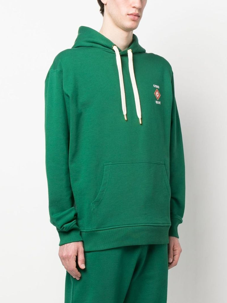 Green Logo Print Hoodie