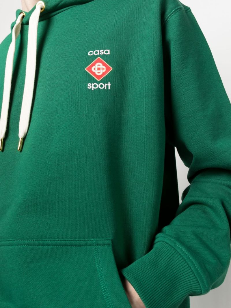 Green Logo Print Hoodie