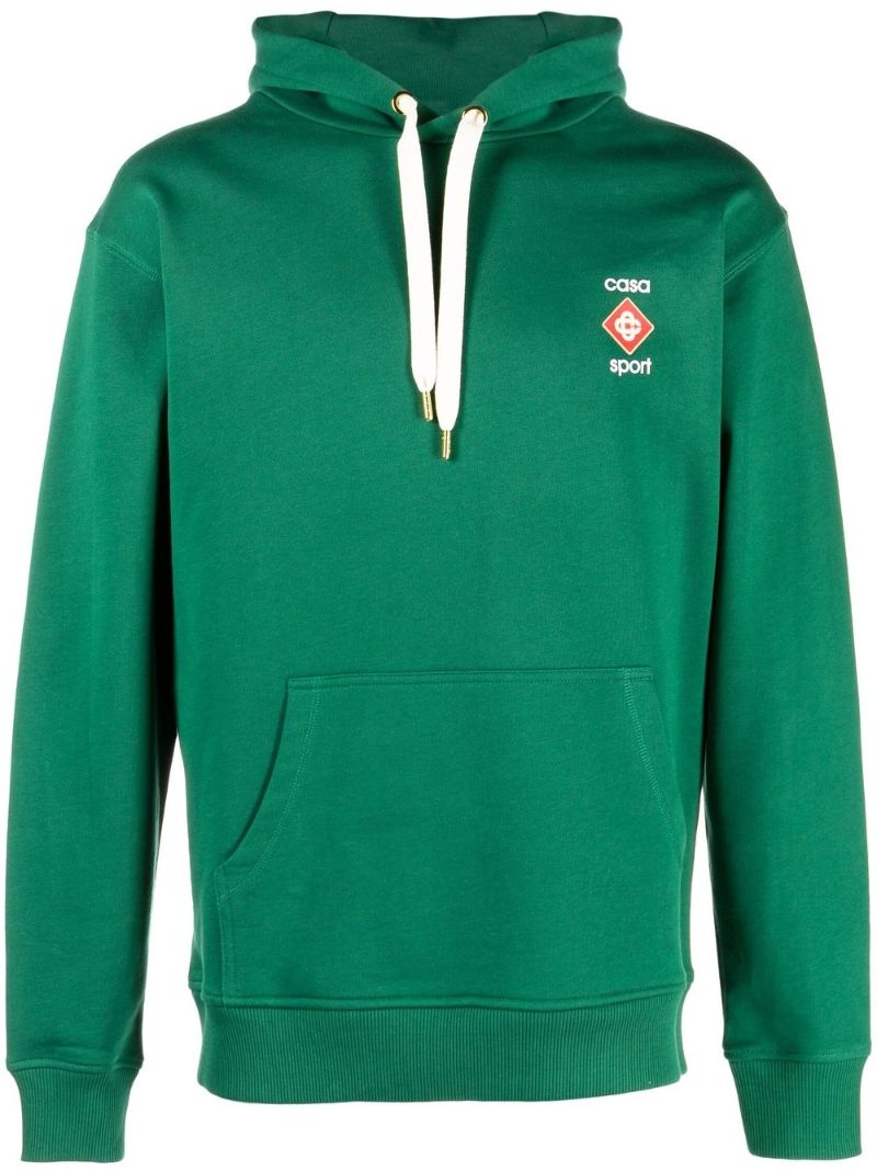 Green Logo Print Hoodie