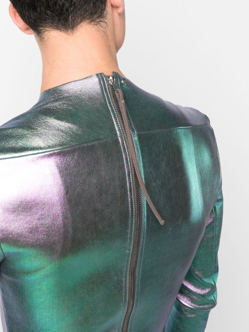 Silver Iridescent Leather Top