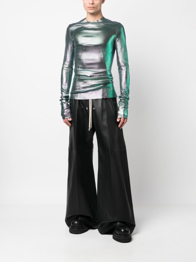 Silver Iridescent Leather Top