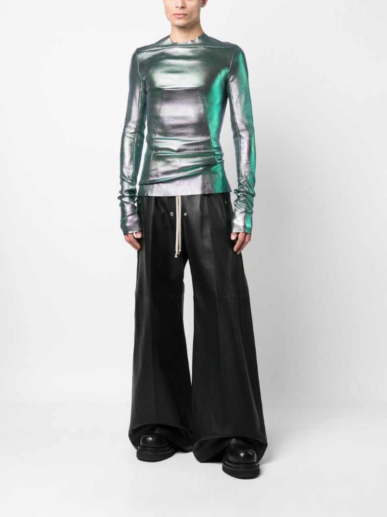 Silver Iridescent Leather Top