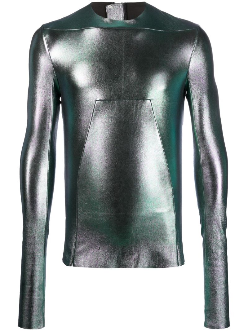 Silver Iridescent Leather Top