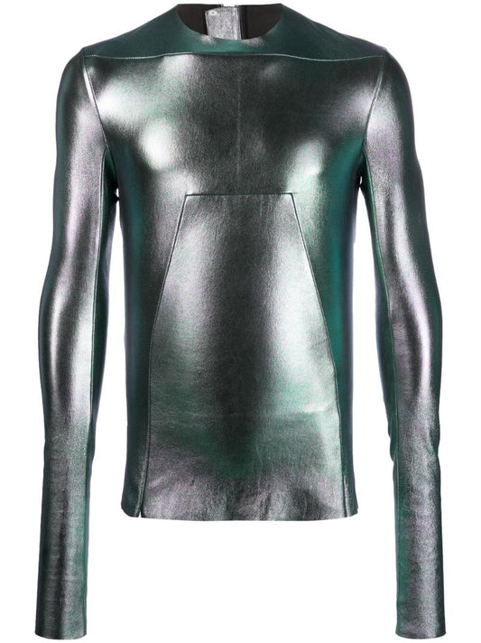 Silver Iridescent Leather Top