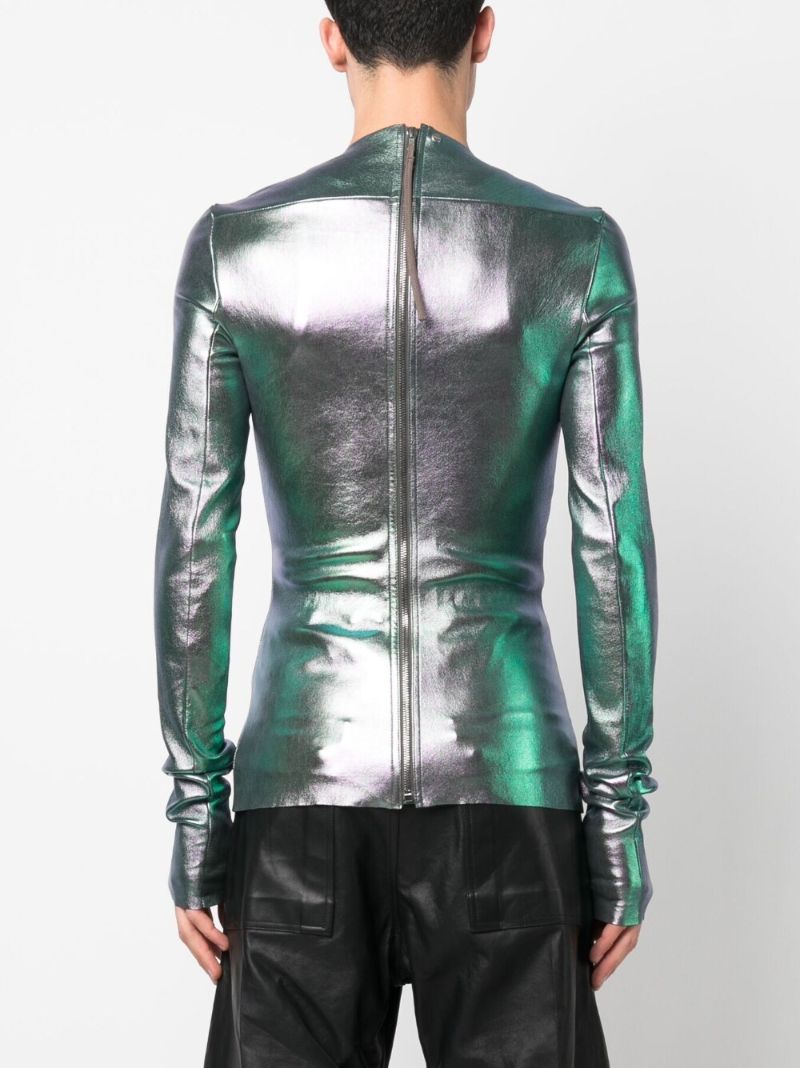Silver Iridescent Leather Top