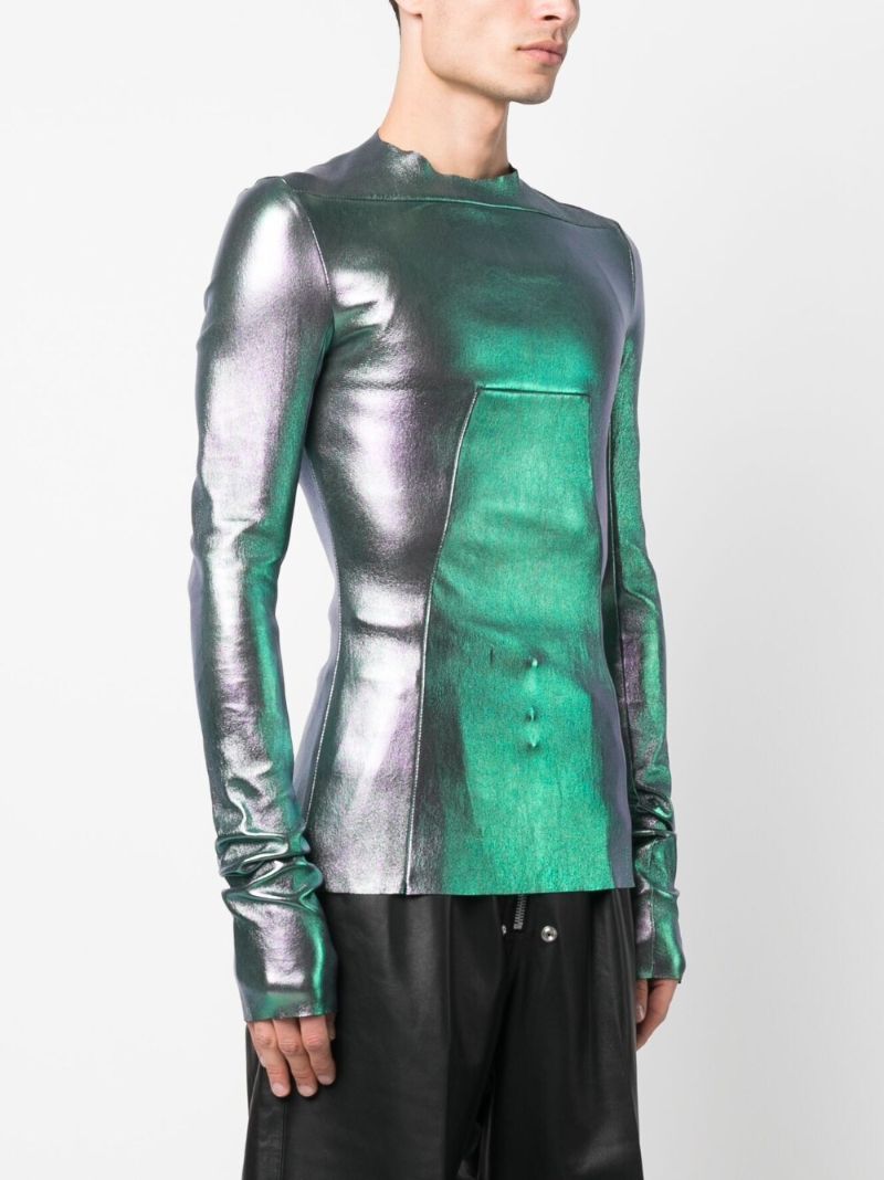 Silver Iridescent Leather Top