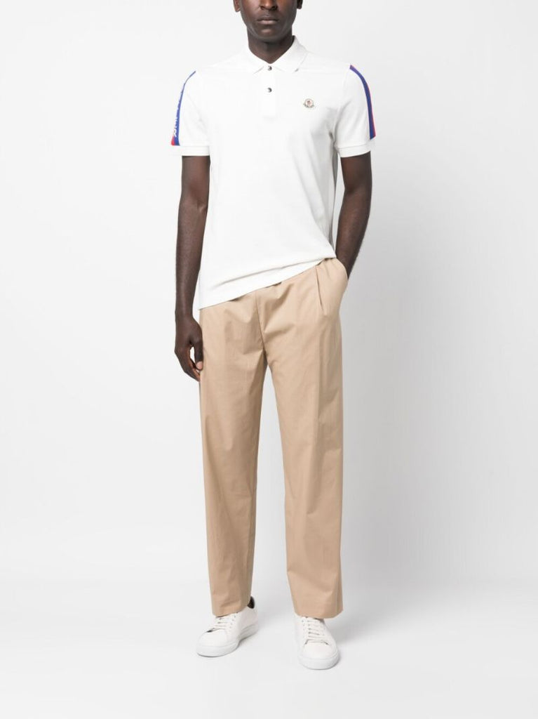 White Logo-patch Cotton Polo Shirt