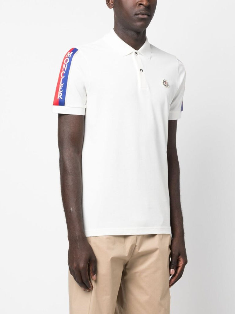White Logo-patch Cotton Polo Shirt