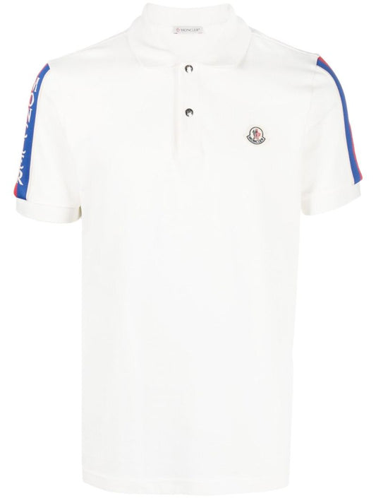 White Logo-patch Cotton Polo Shirt