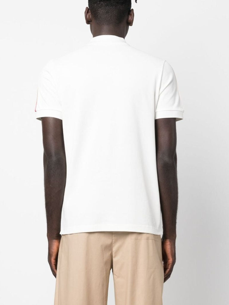 White Logo-patch Cotton Polo Shirt