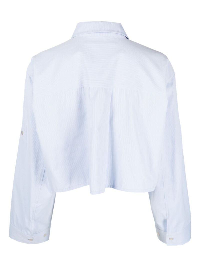 Blue Sana Striped Cropped Shirt