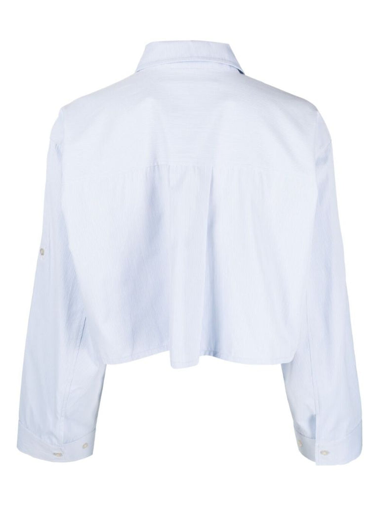 Blue Sana Striped Cropped Shirt