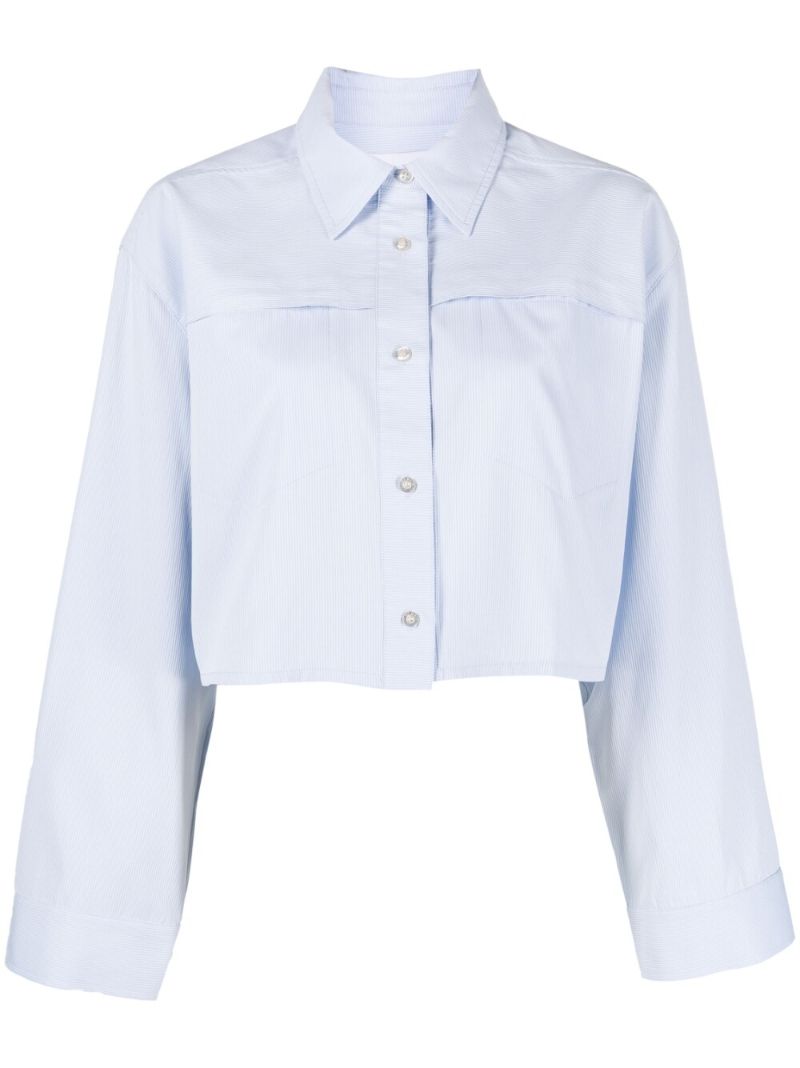 Blue Sana Striped Cropped Shirt
