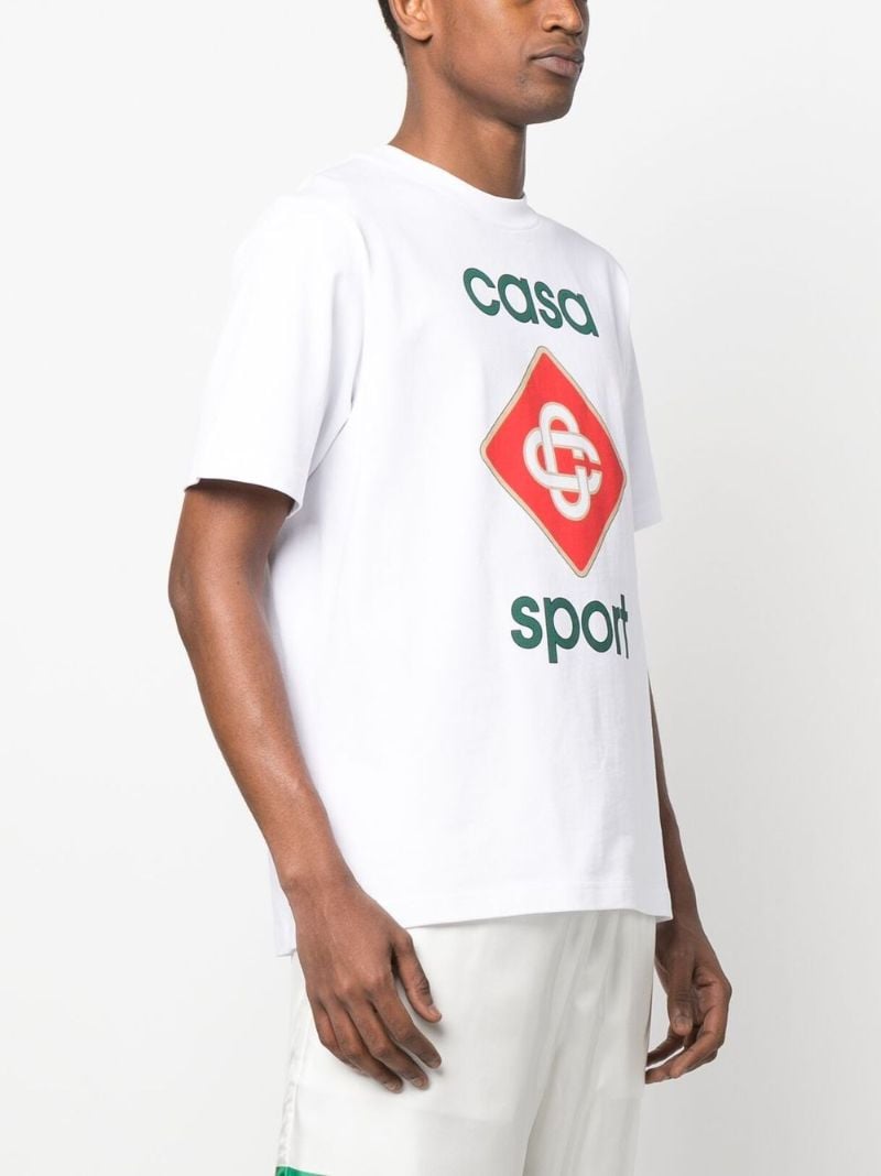 White Casa Sport Print Organic Cotton T-shirt