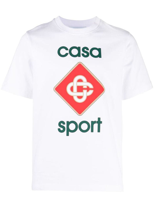 White Casa Sport Print Organic Cotton T-shirt