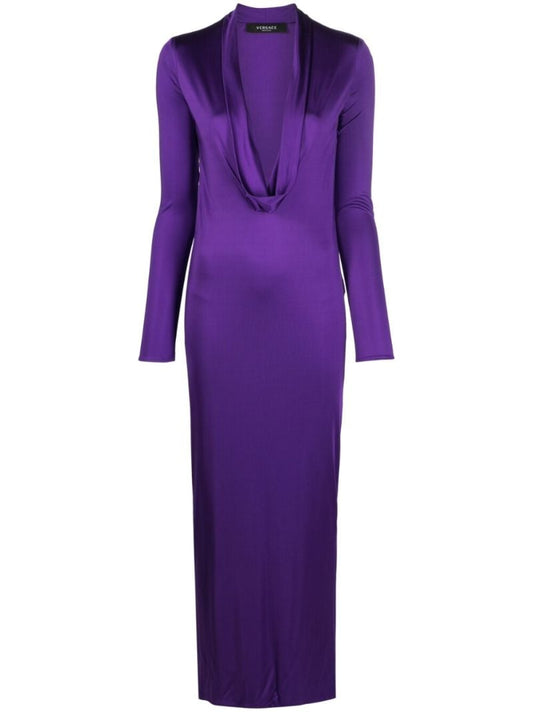 Purple Cowl Neck Maxi Dress