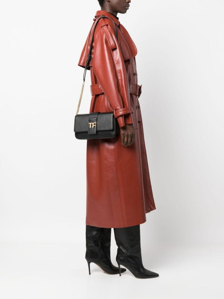 Black Tf Crossbody Leather Bag