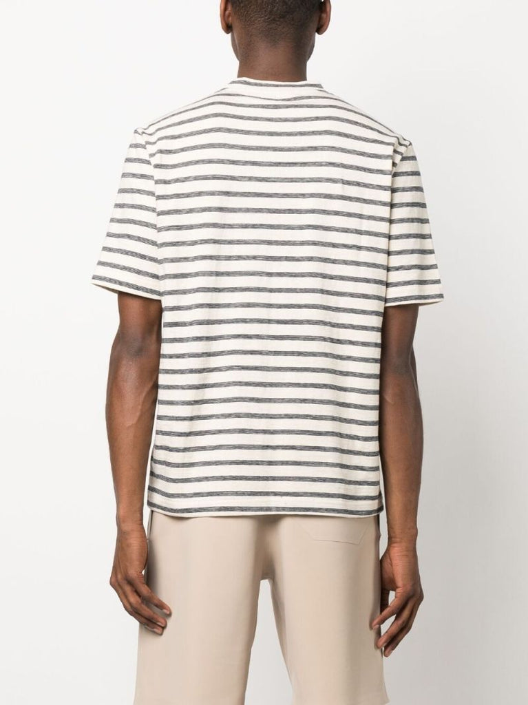 Grey Logo-embroidery Striped T-shirt