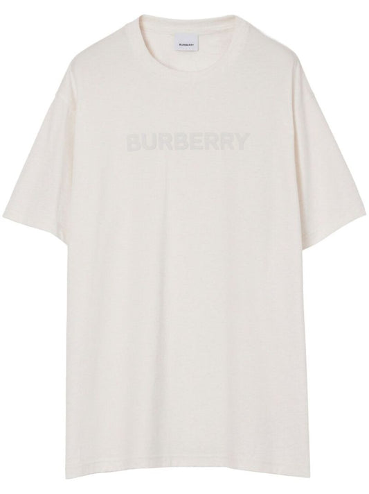 White Cotton Logo Print T-shirt