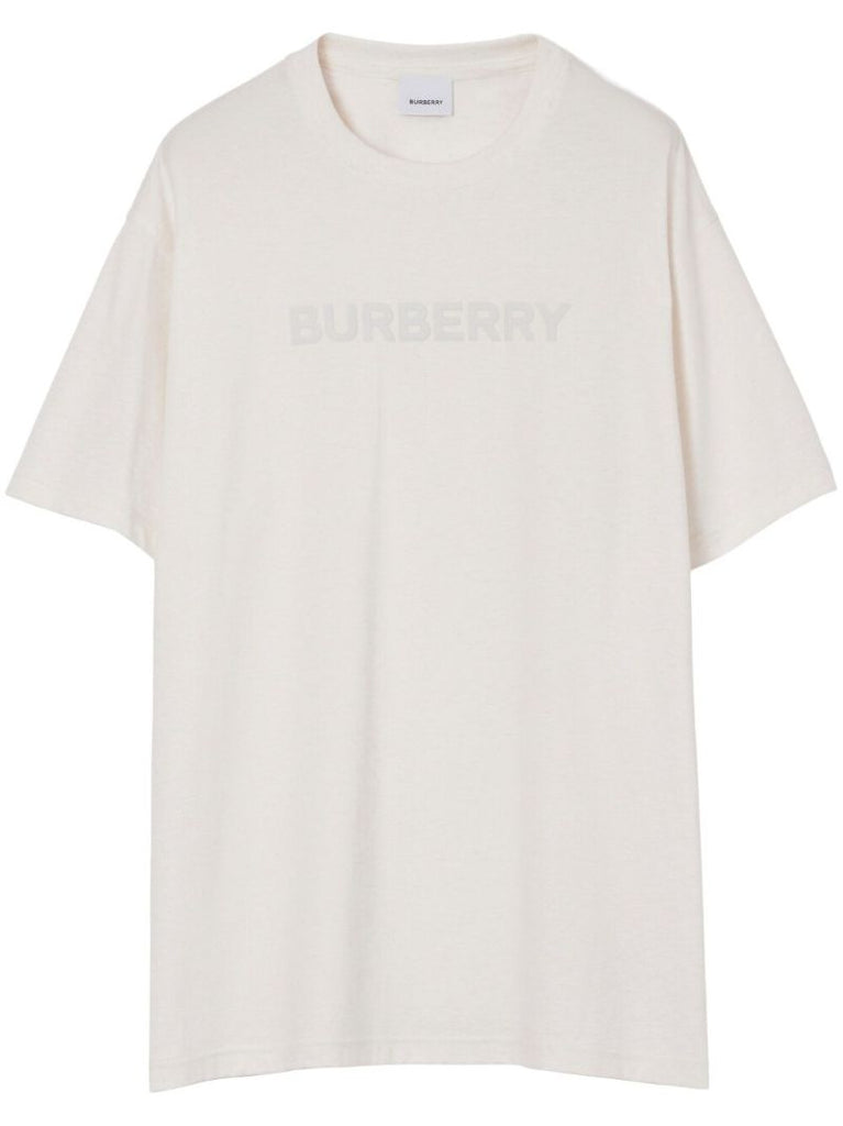 White Cotton Logo Print T-shirt