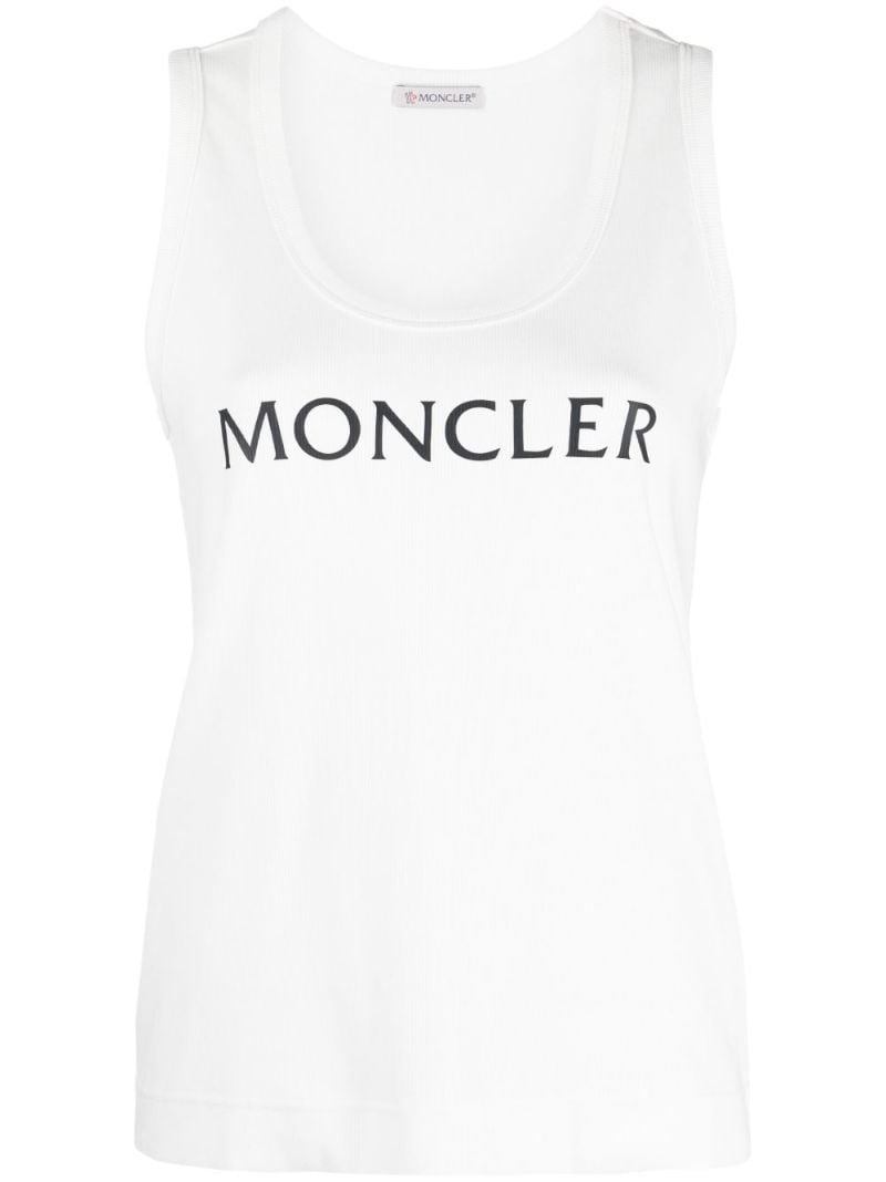 White Logo Print Tank Top