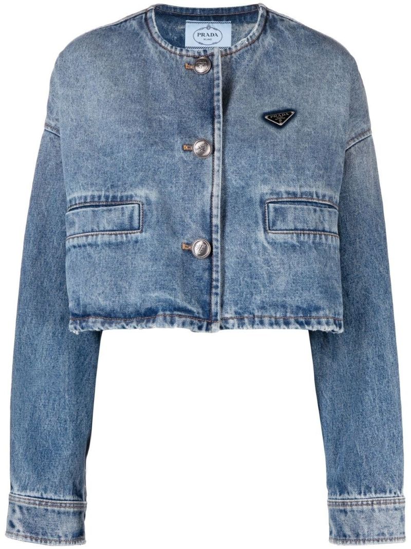 Blue Cropped Denim Jacket