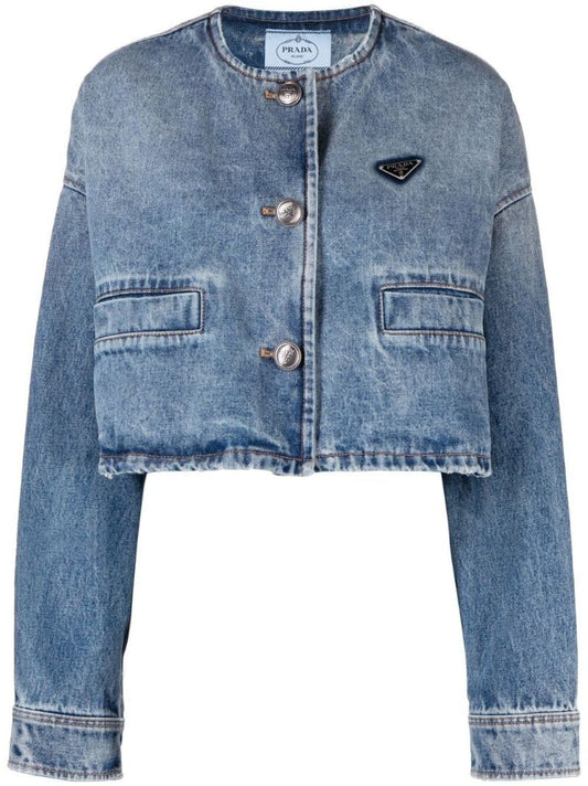 Blue Cropped Denim Jacket